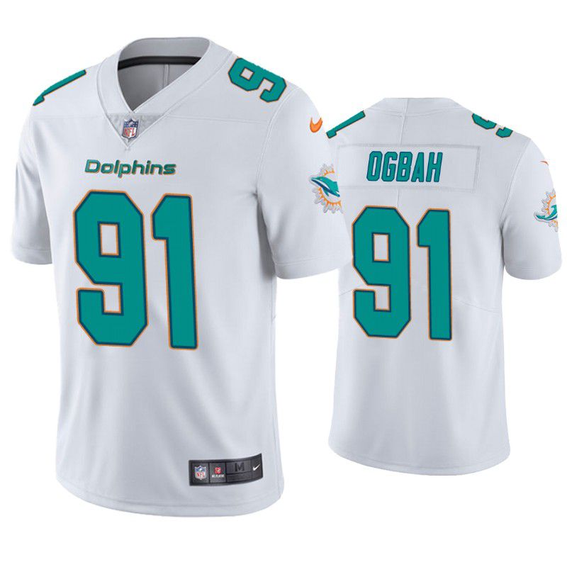 Men Miami Dolphins #91 Emmanuel Ogbah Nike White Vapor Limited NFL Jersey